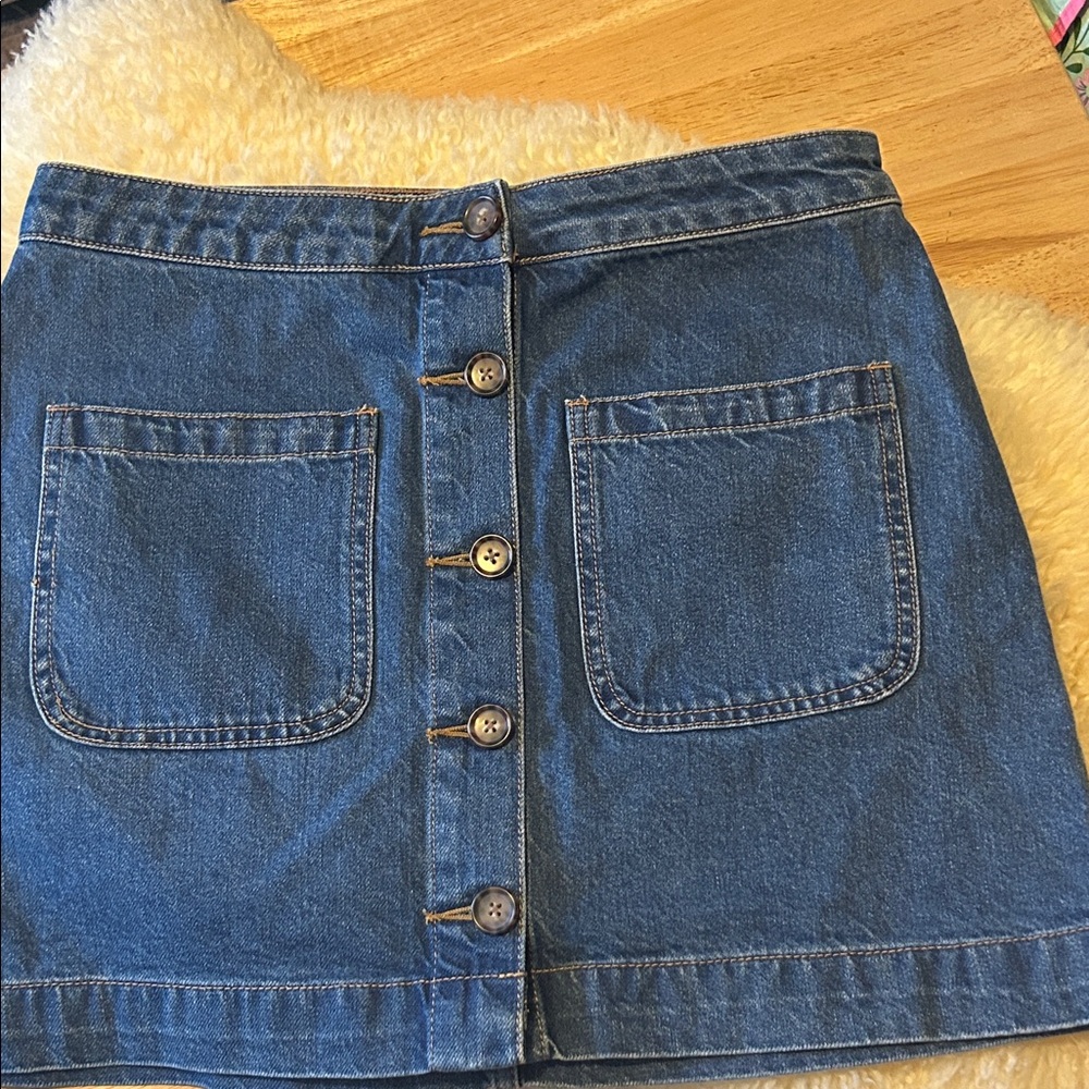 We The Free Blue Button-Down Mini Skirt